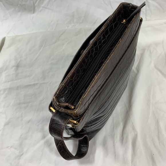 Genuine vintage fashionable Salvatore Ferragamo brown croc pattern shoulder bag - Picture 9 of 15